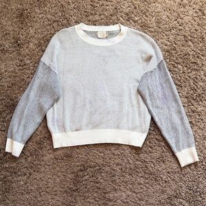 Stylish Gray and White Crew Neck Sweater